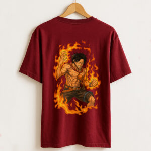 Flames of the Free – Oversized Drop Shoulder One Piece T-Shirt for Anime Fans