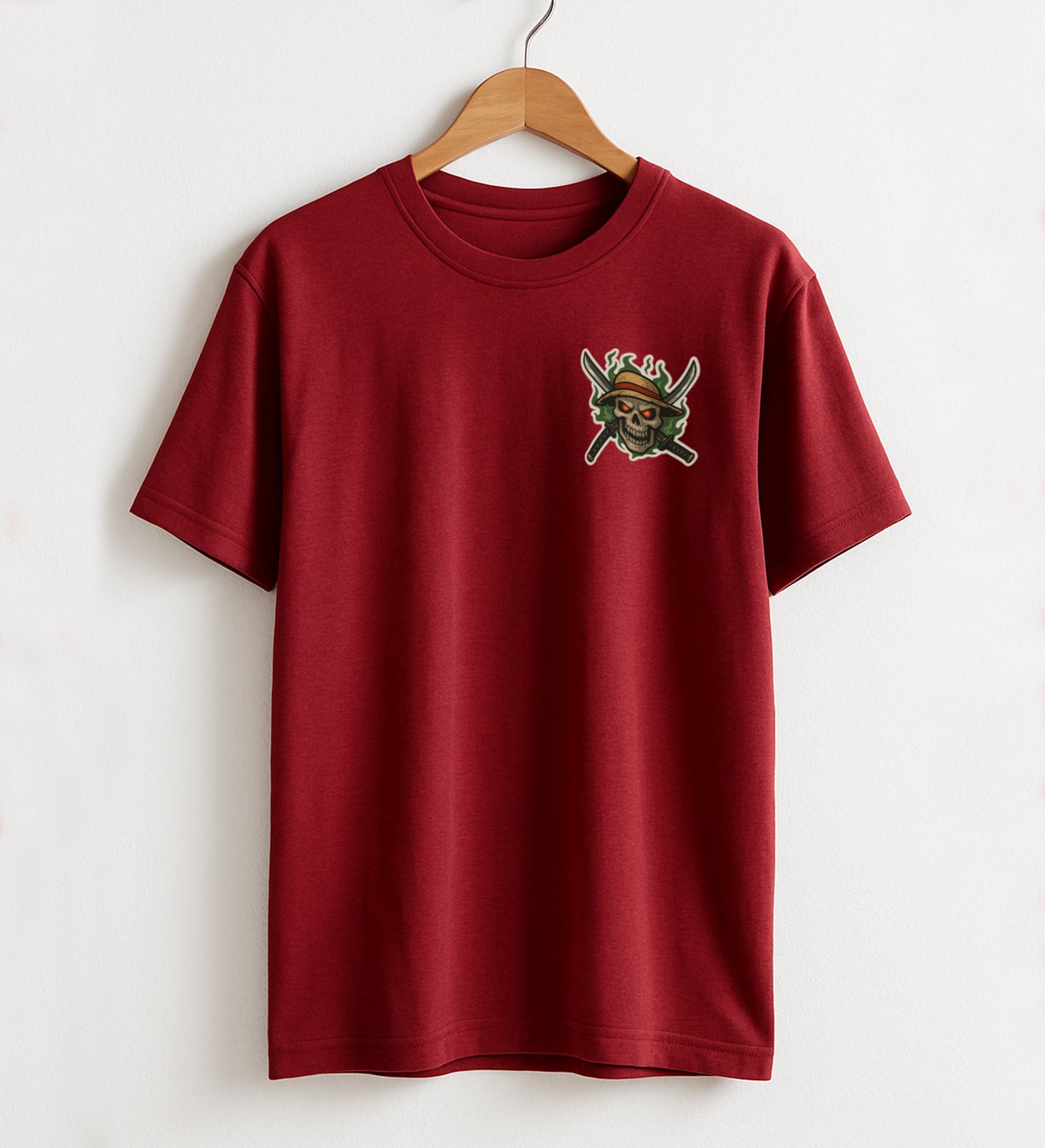 Oversized Drop Shoulder One Piece T-Shirt for Anime Fans front red