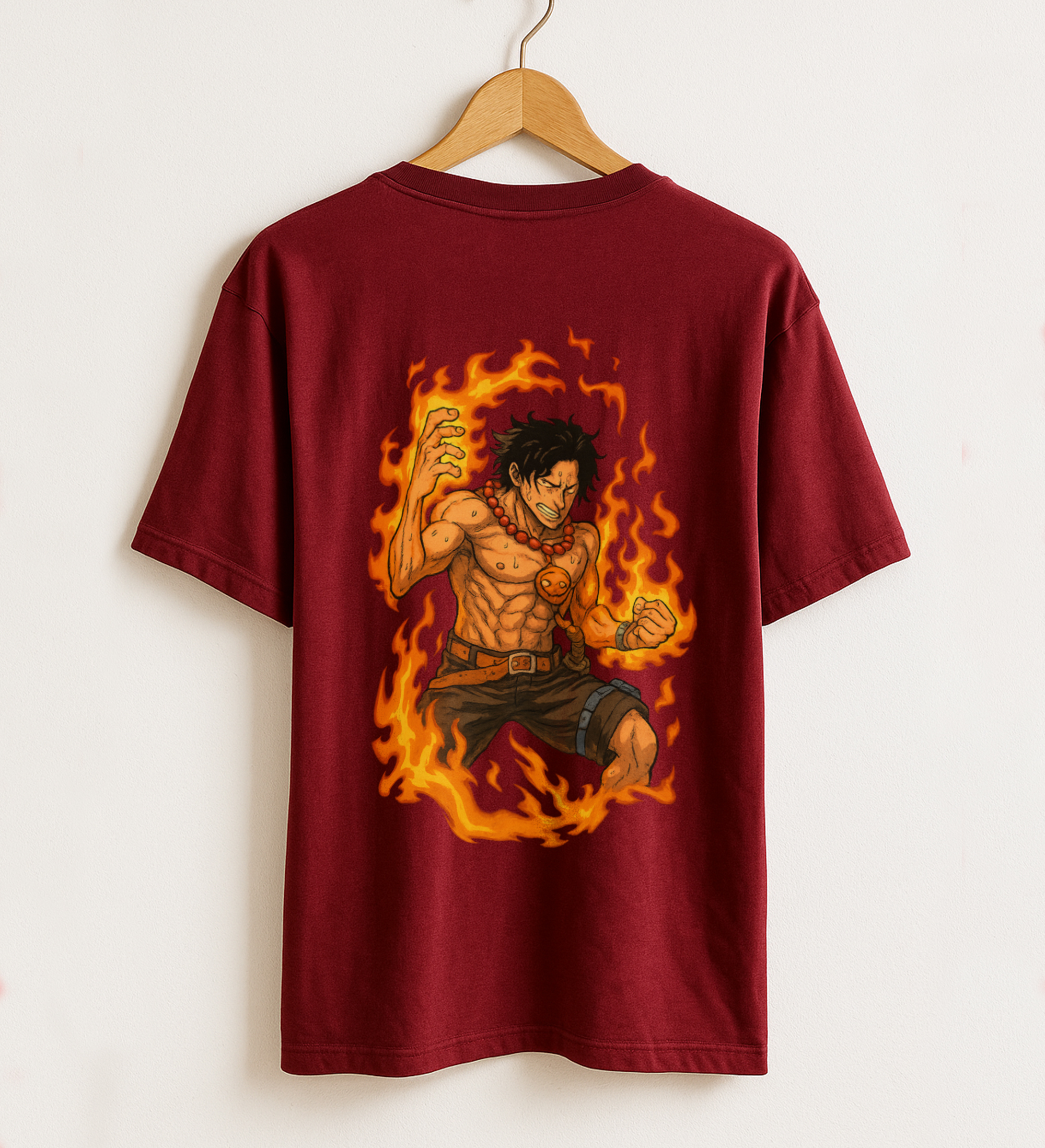 Flames of the Free – Oversized Drop Shoulder One Piece T-Shirt for Anime Fans