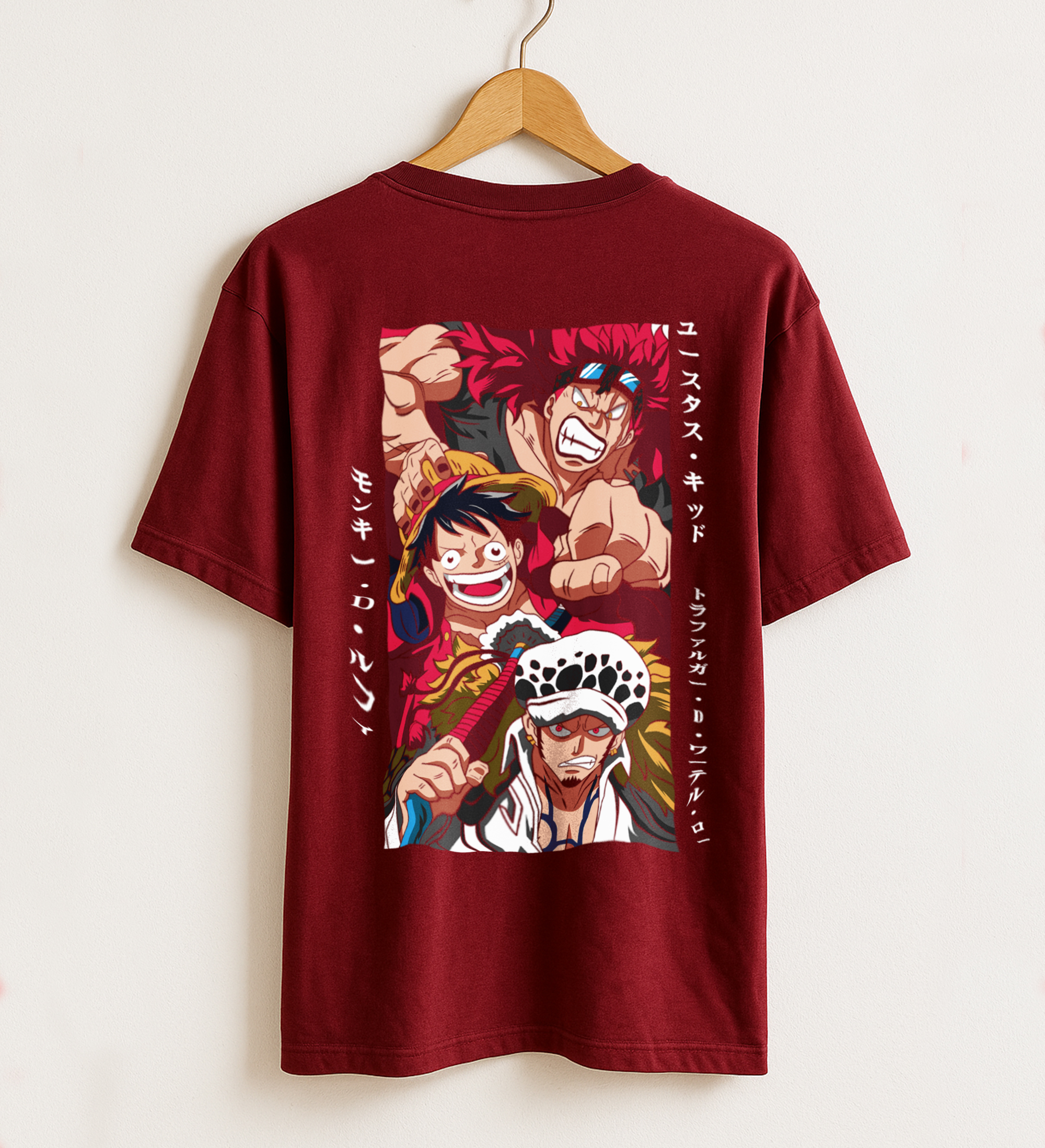 Luffy, Kid & Law Oversized Drop Shoulder Anime T-Shirt